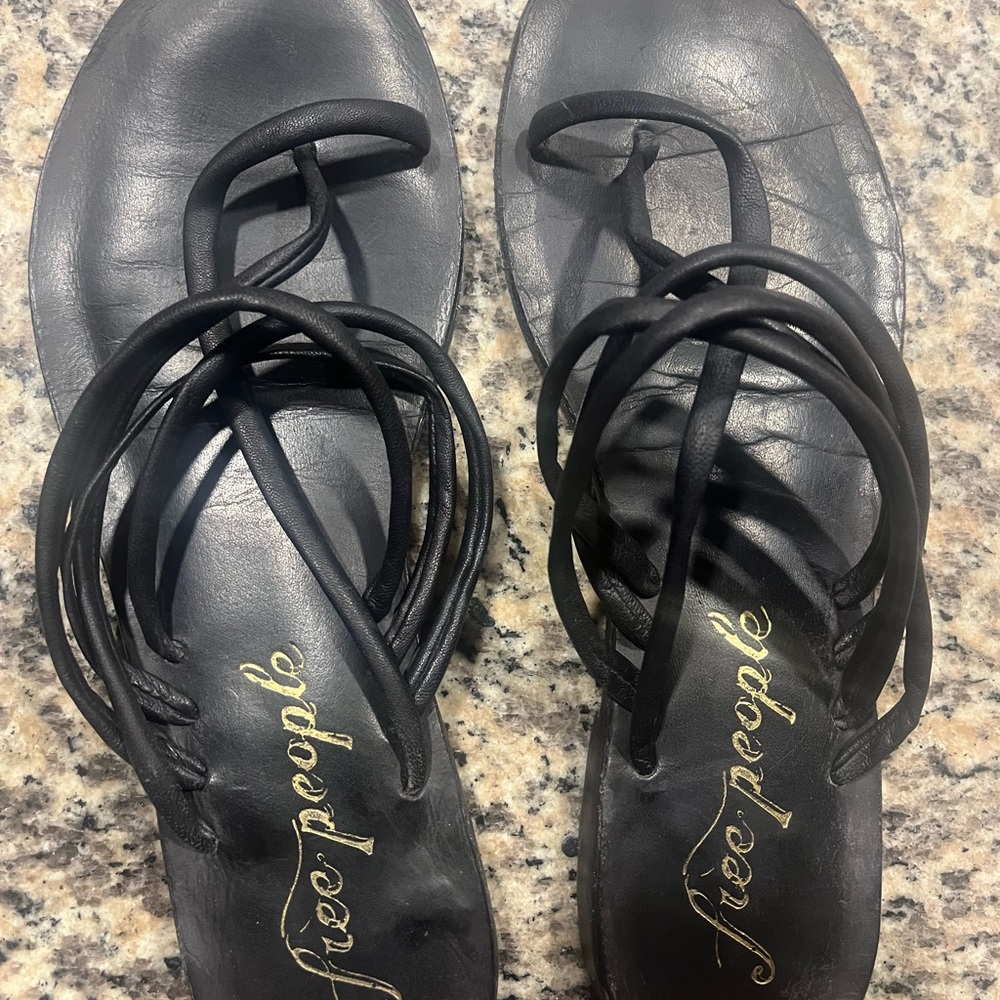 Free People Black Strappy Sandals